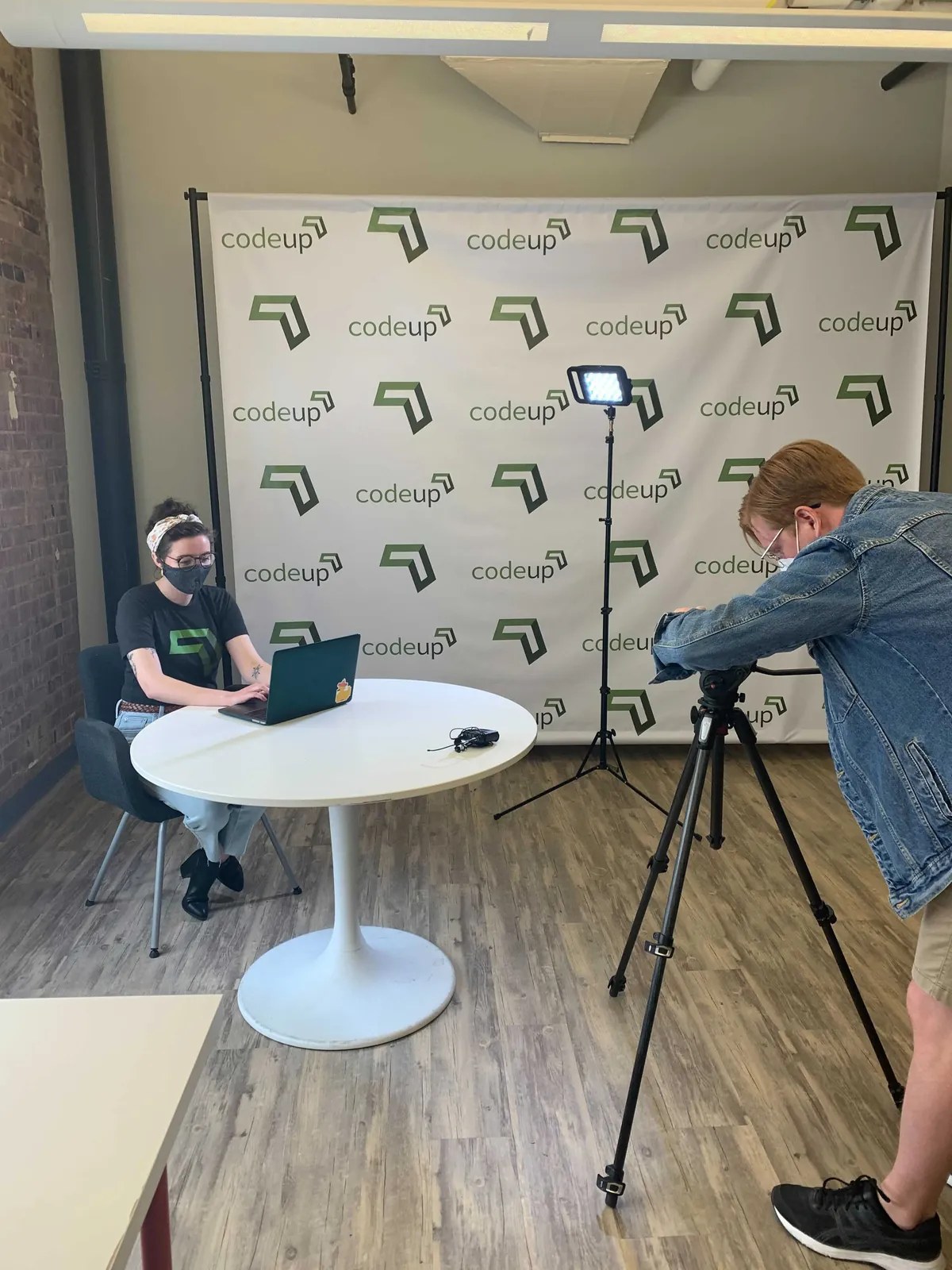 Behind-the-scenes video production setup at Codeup